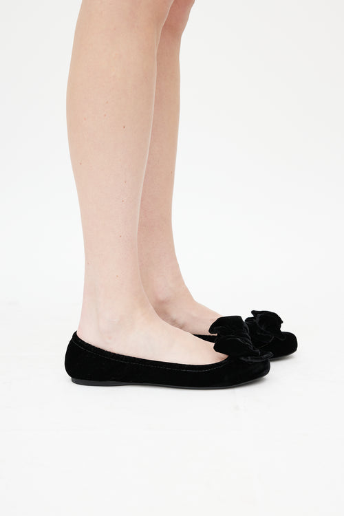 Miu Miu Black Velvet Bow Ballet Flat