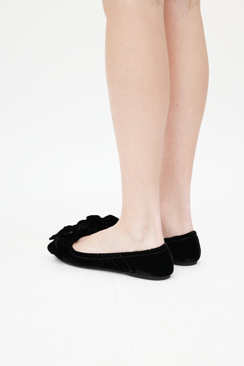 Miu Miu Black Velvet Bow Ballet Flat