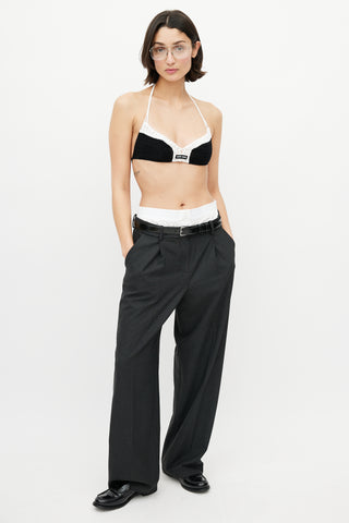 Miu Miu Black 
White Crochet Cotton Bra Top