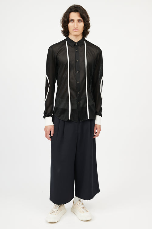 Miu Miu Black 
White Mesh Shirt