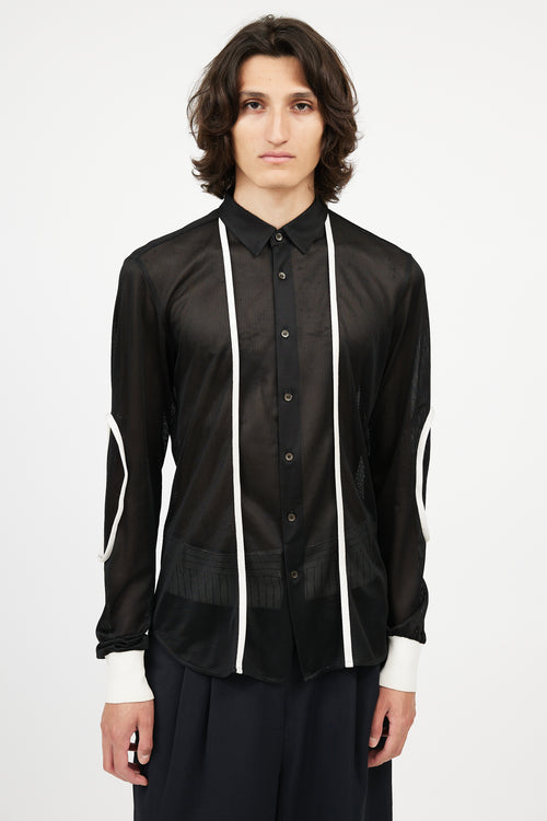 Miu Miu Black 
White Mesh Shirt