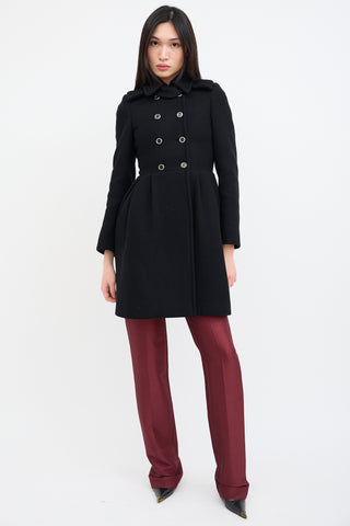 Miu Miu Black Wool Double Breasted Coat