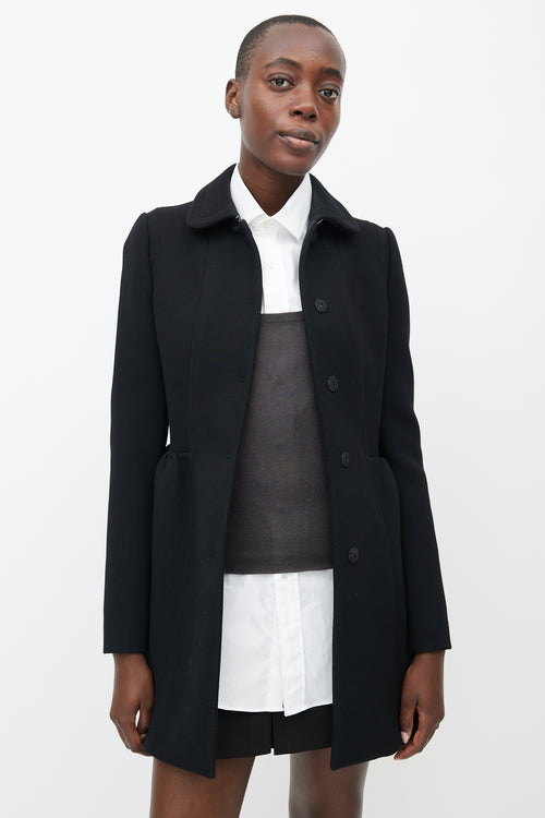 Miu Miu Black Wool Flared Coat