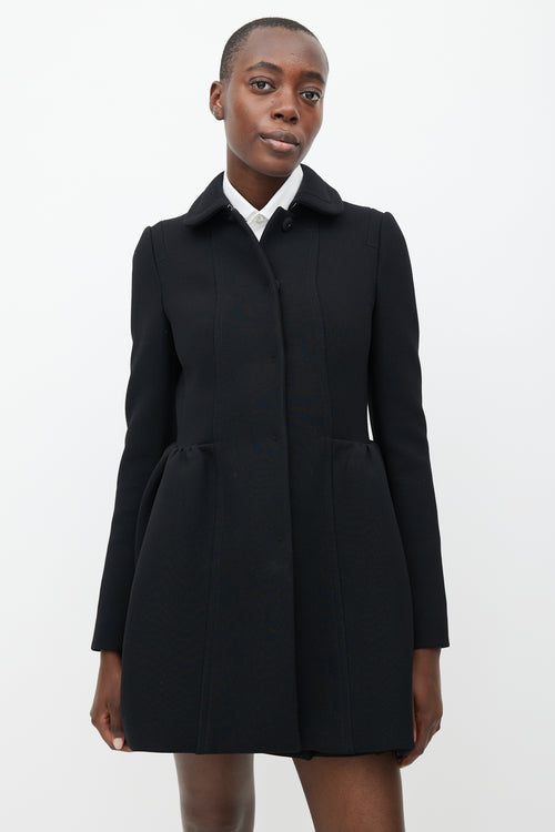 Miu Miu Black Wool Flared Coat