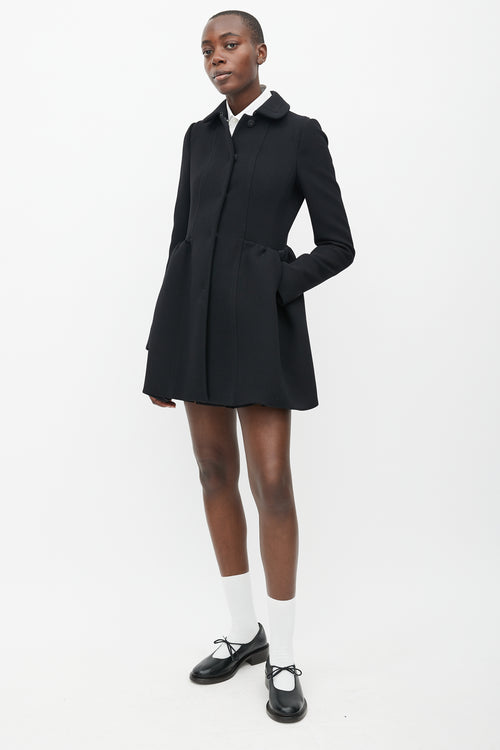 Miu Miu Black Wool Flared Coat