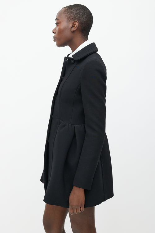 Miu Miu Black Wool Flared Coat