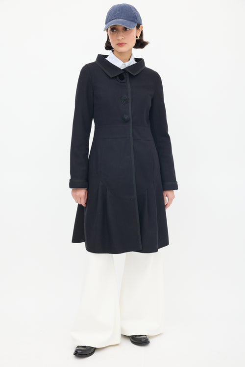 Miu Miu Black Wool Mid Length Embellished Coat