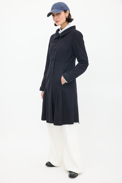 Miu Miu Black Wool Mid Length Embellished Coat