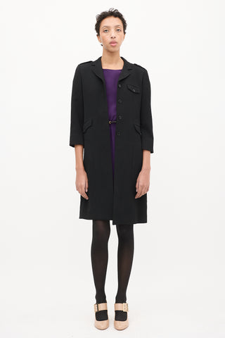 Miu Miu Black Wool Three Quarter Sleeve Coat