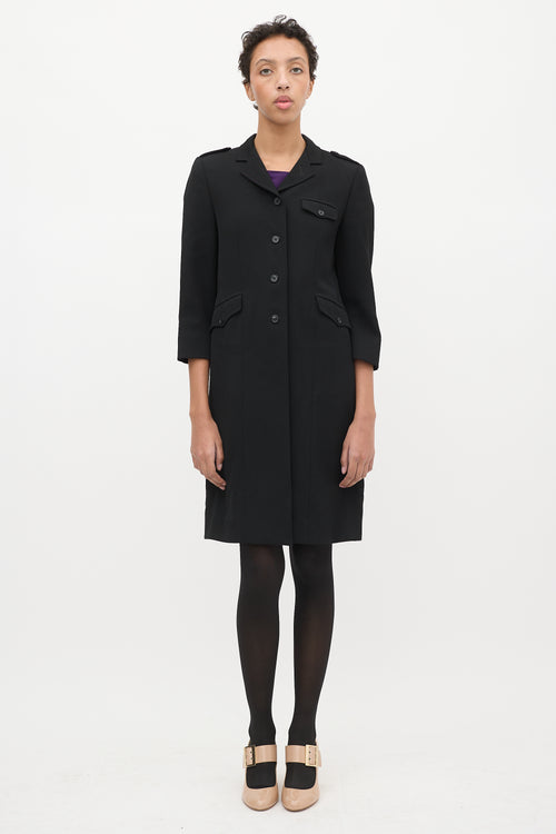 Miu Miu Black Wool Three Quarter Sleeve Coat