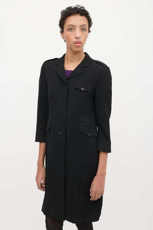 Miu Miu Black Wool Three Quarter Sleeve Coat