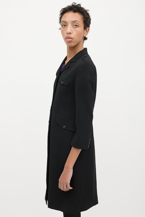 Miu Miu Black Wool Three Quarter Sleeve Coat