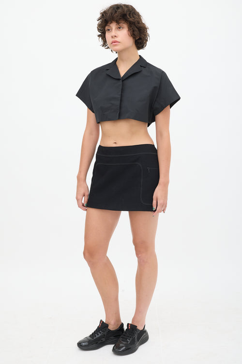 Miu Miu Black Wool Two Pocket Skirt