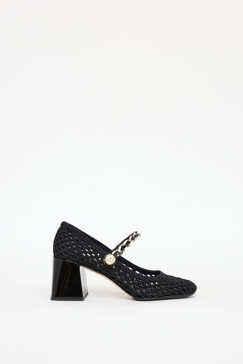 Miu Miu Black Woven Chain Link Heel