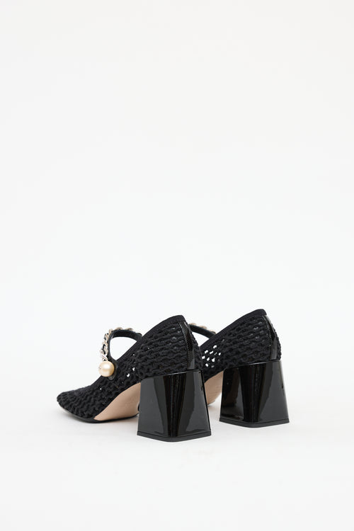 Miu Miu Black Woven Chain Link Heel