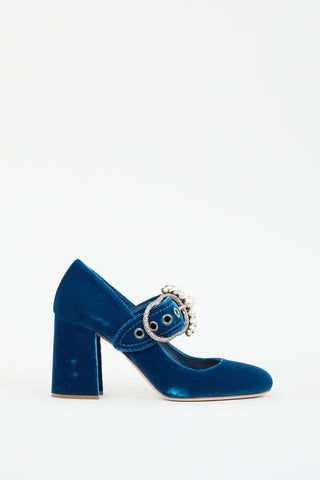 Miu Miu Blue Velvet 
Pearl Mary jane Pump