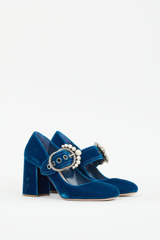 Miu Miu Blue Velvet 
Pearl Mary jane Pump