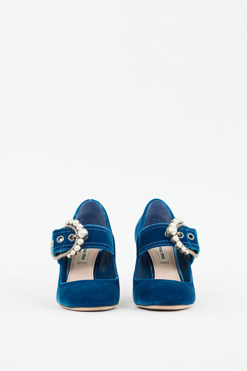 Miu Miu Blue Velvet 
Pearl Mary jane Pump