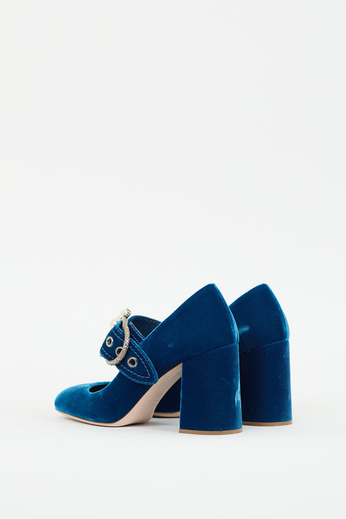 Miu Miu Blue Velvet 
Pearl Mary jane Pump