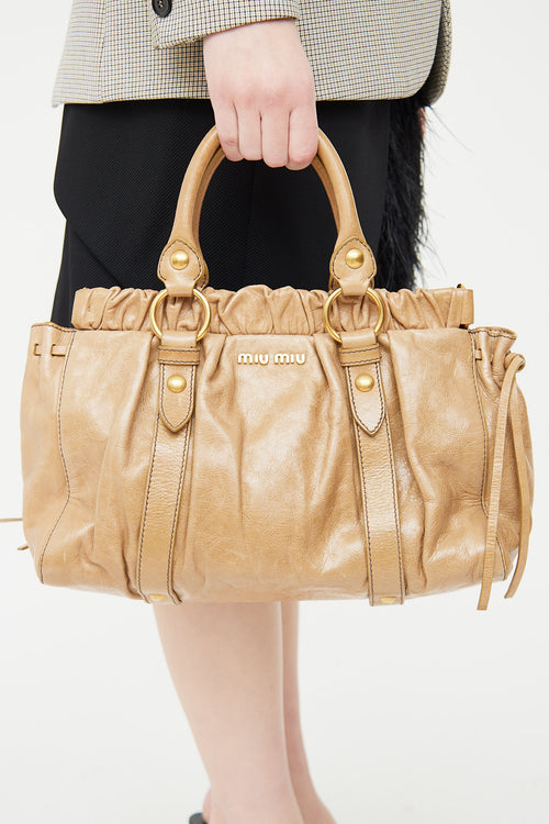 Miu Miu Beige Leather 2 Way Shoulder Bag