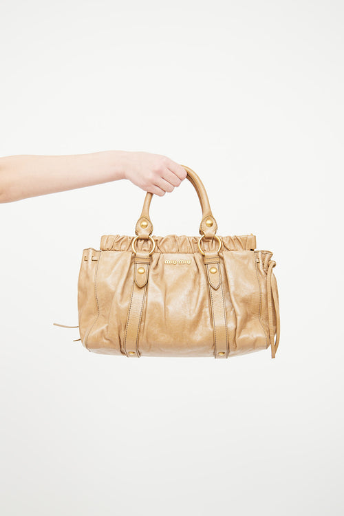 Miu Miu Beige Leather 2 Way Shoulder Bag