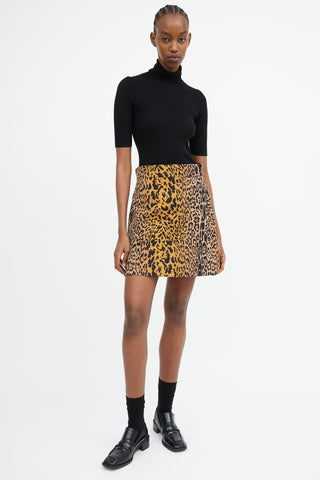 Miu Miu Brown 
Black Printed A-Line Skirt