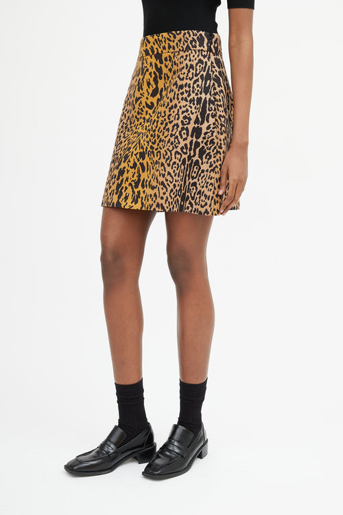 Miu Miu Brown 
Black Printed A-Line Skirt