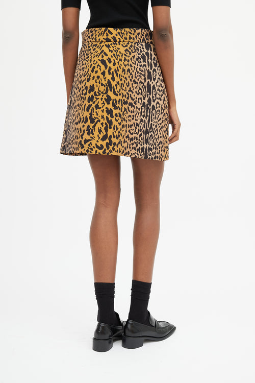 Miu Miu Brown 
Black Printed A-Line Skirt