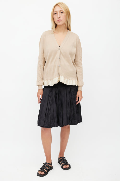 Miu Miu Brown Knit Ruffled Cardigan