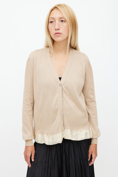 Miu Miu Brown Knit Ruffled Cardigan