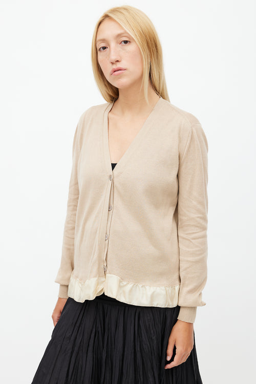 Miu Miu Brown Knit Ruffled Cardigan