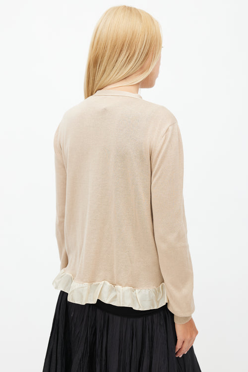 Miu Miu Brown Knit Ruffled Cardigan