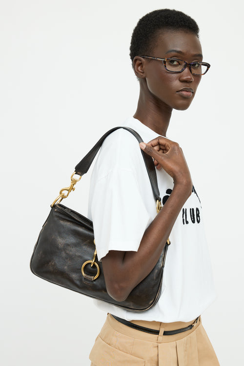 Miu Miu Brown Nappa Hook Shoulder Bag