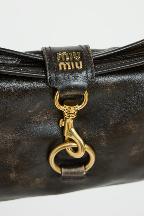 Miu Miu Brown Nappa Hook Shoulder Bag