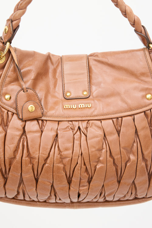 Miu Miu Brown Matelassé Leather Coffer Bag