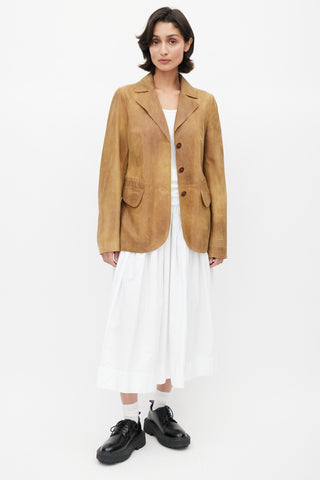 Miu Miu Brown Nubuck Leather Blazer