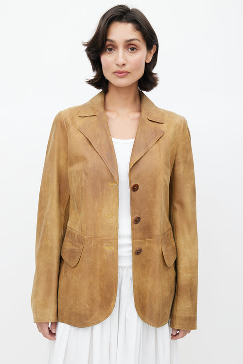 Miu Miu Brown Nubuck Leather Blazer