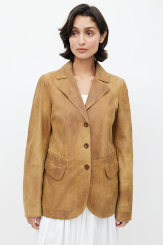 Miu Miu Brown Nubuck Leather Blazer