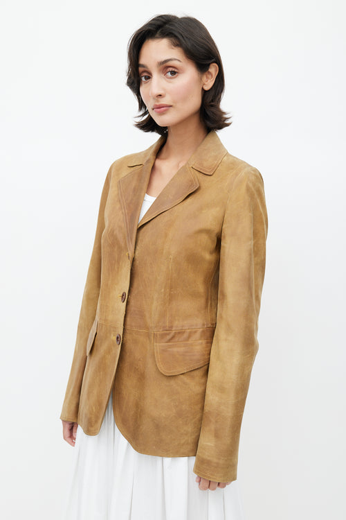 Miu Miu Brown Nubuck Leather Blazer