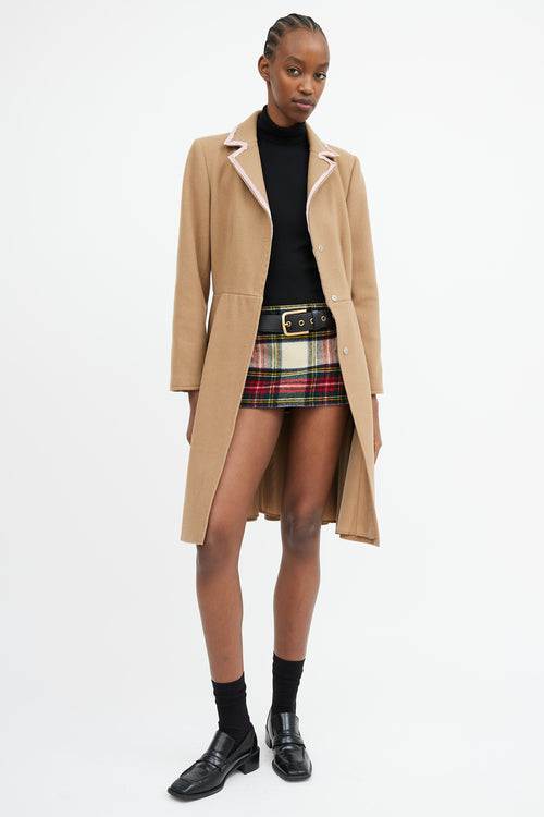 Miu Miu Brown 
Pink Trim Collar Coat