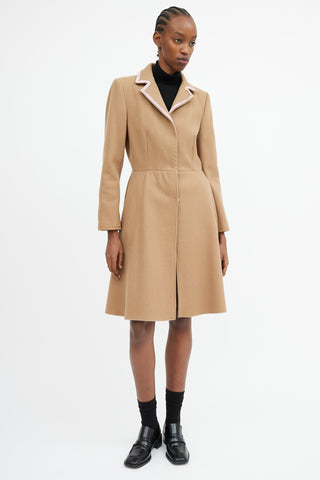 Miu Miu Brown 
Pink Trim Collar Coat