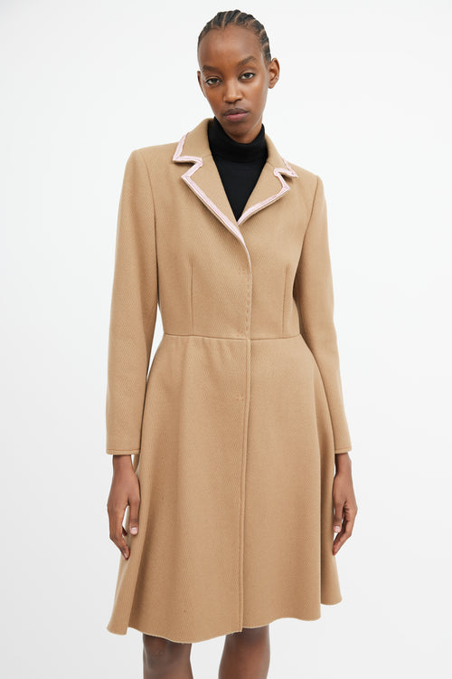 Miu Miu Brown 
Pink Trim Collar Coat