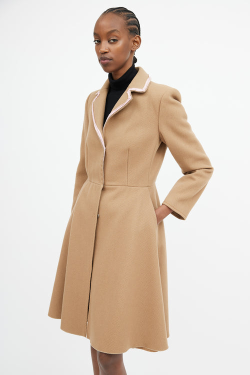 Miu Miu Brown 
Pink Trim Collar Coat