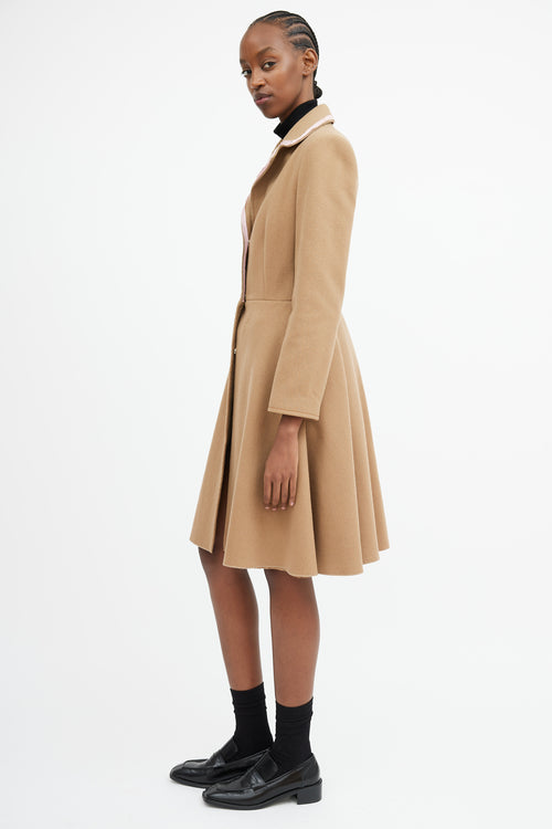 Miu Miu Brown 
Pink Trim Collar Coat