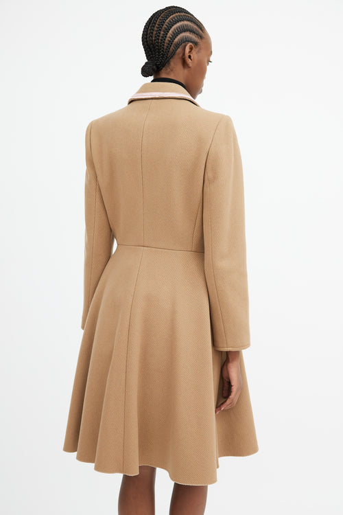 Miu Miu Brown 
Pink Trim Collar Coat