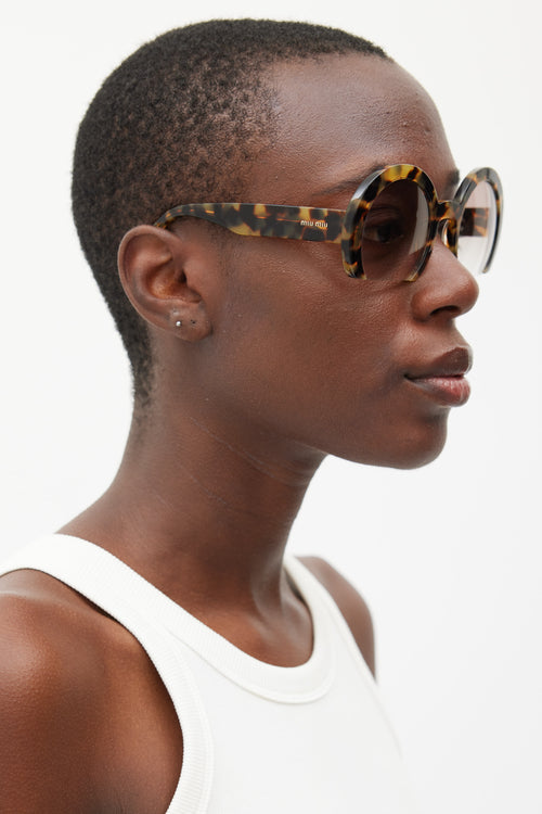 Miu Miu Brown SMU07Q Circular Sunglasses