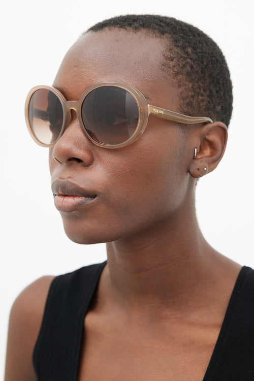 Miu Miu Brown SMU08N Oversized Round Sunglasses