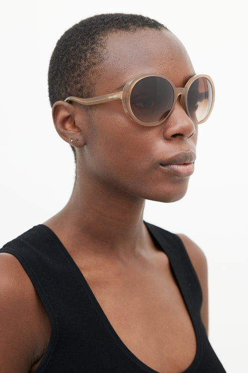 Miu Miu Brown SMU08N Oversized Round Sunglasses