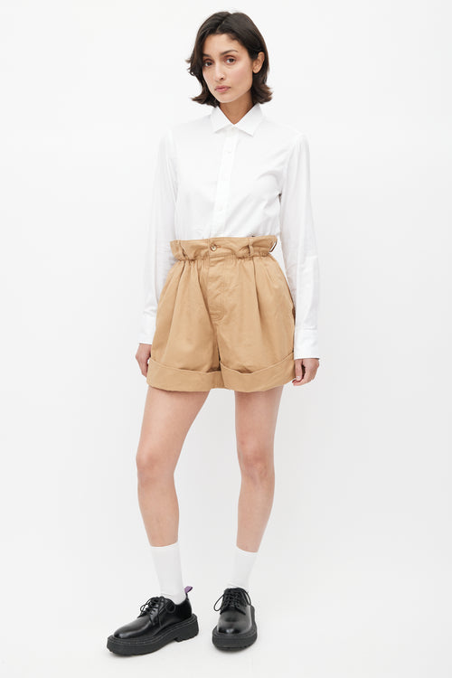 Miu Miu Brown Wide Leg Logo Short