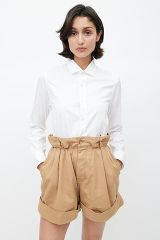 Miu Miu Brown Wide Leg Logo Short